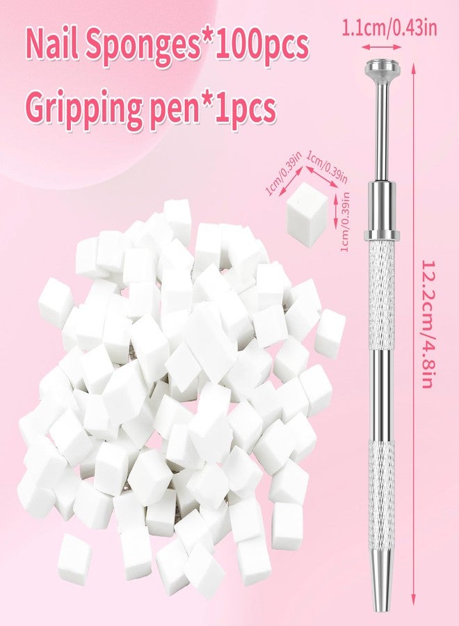 BQAN Nail Art Sponges Kit - 100pcs Mini Ombre Sponges with Gripper Pen for Gradient Nail Art, Professional Salon Quality Tools for Beginners & Nail Techs (Silver) - Image 3
